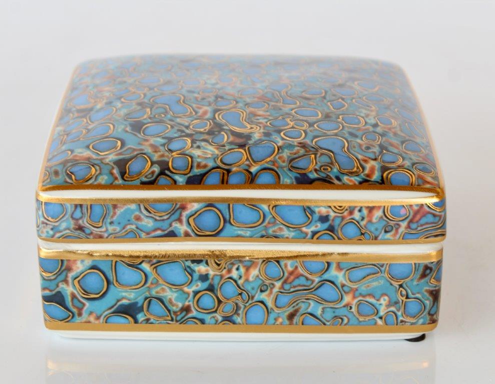 Gold & Blue Multi Colour Square Box With Lid